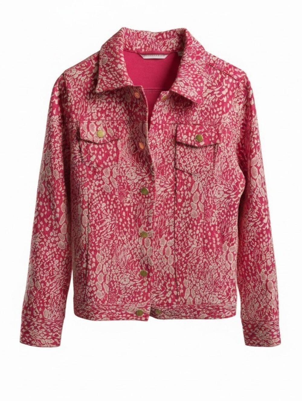 Isaac mizrahi Printed Button-Front Jean Jacket